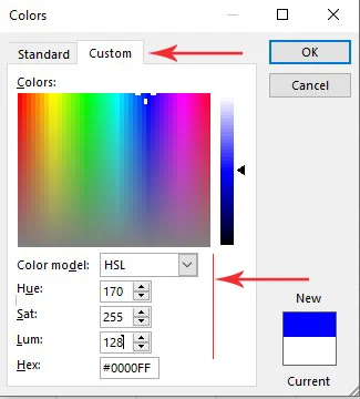 رنگ پس زمینه سلول در اکسل- رنگ قلم سلول در اکسل  با روش HSL- Fill Color in excel HSL METHODE