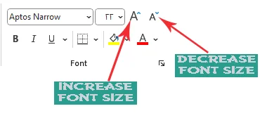 آموزش تنظیم سایز فونت در اکسل  - Font size in excel